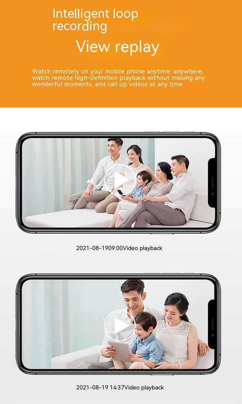 White wireless bulb security camera with E27 base, showing lens and compact 5cm by 12cm size.