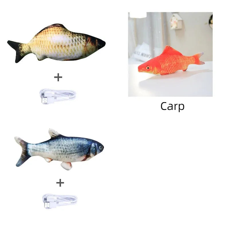 30cm multicolour electronic jumping fish cat toy with USB charging cable