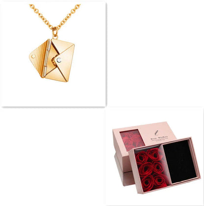 Stylish envelope pendant necklace made of premium titanium steel, with adjustable length and versatile design for any occasion