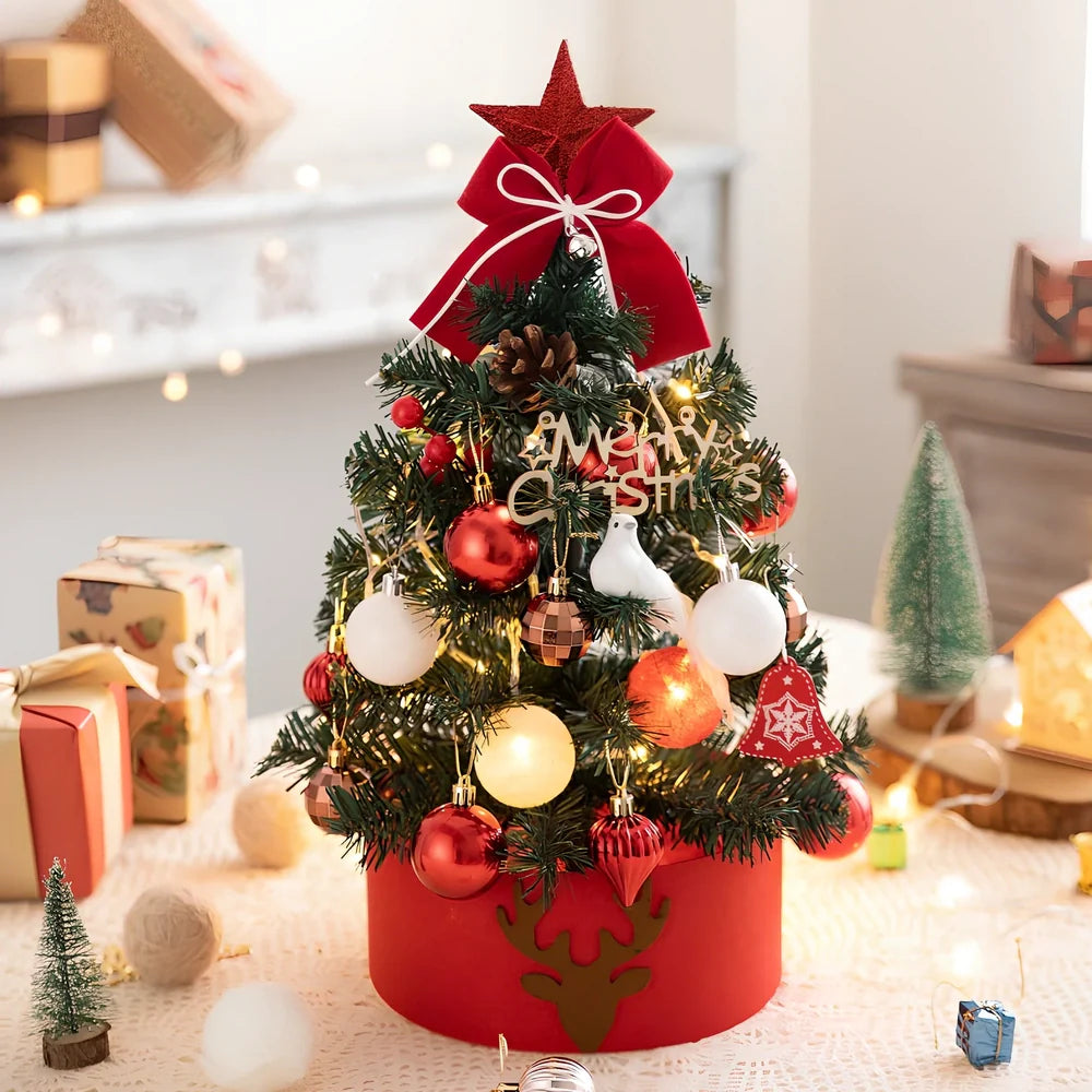 Red and white desktop Christmas tree in 45cm and 60cm sizes with PVC branches