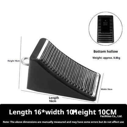 Portable car anti-slip retainer wedge with isosceles triangle design on a ramp.