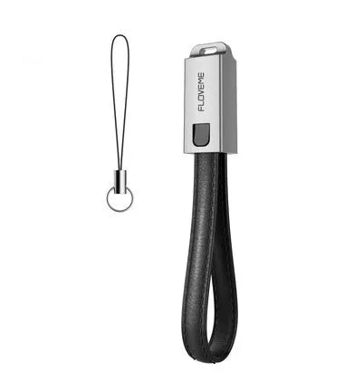 20cm leather iPhone charging cable with zinc alloy lightning connector in black, brown, or red colour