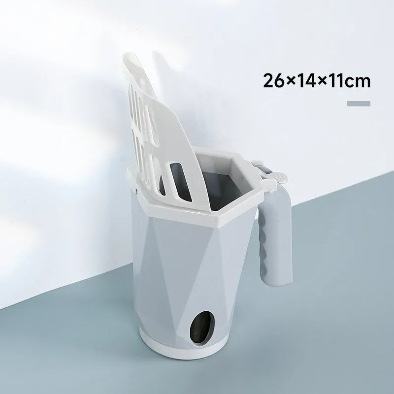Large grey self-cleaning cat litter scoop with PP construction for pet waste removal