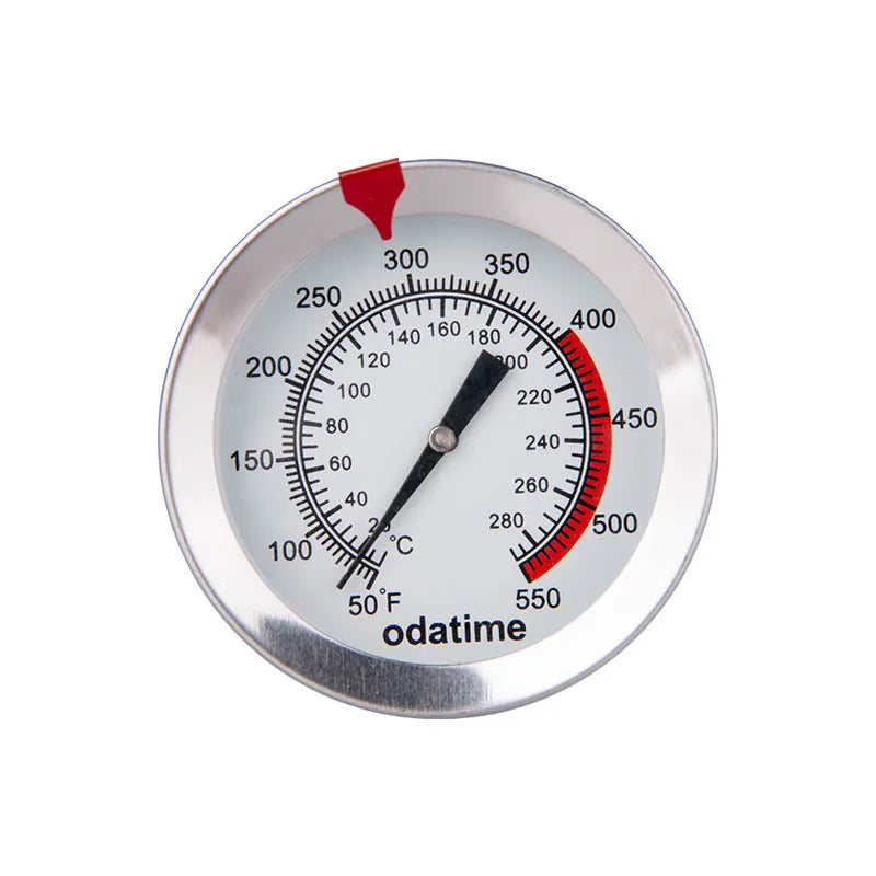 Pen-type food thermometer with long stainless steel temperature probe.