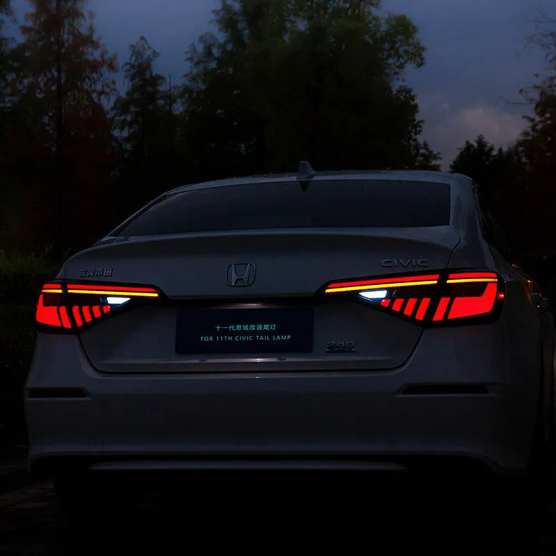 11th generation Honda Civic LED taillight assembly with sequential turn signals in black and red colour option