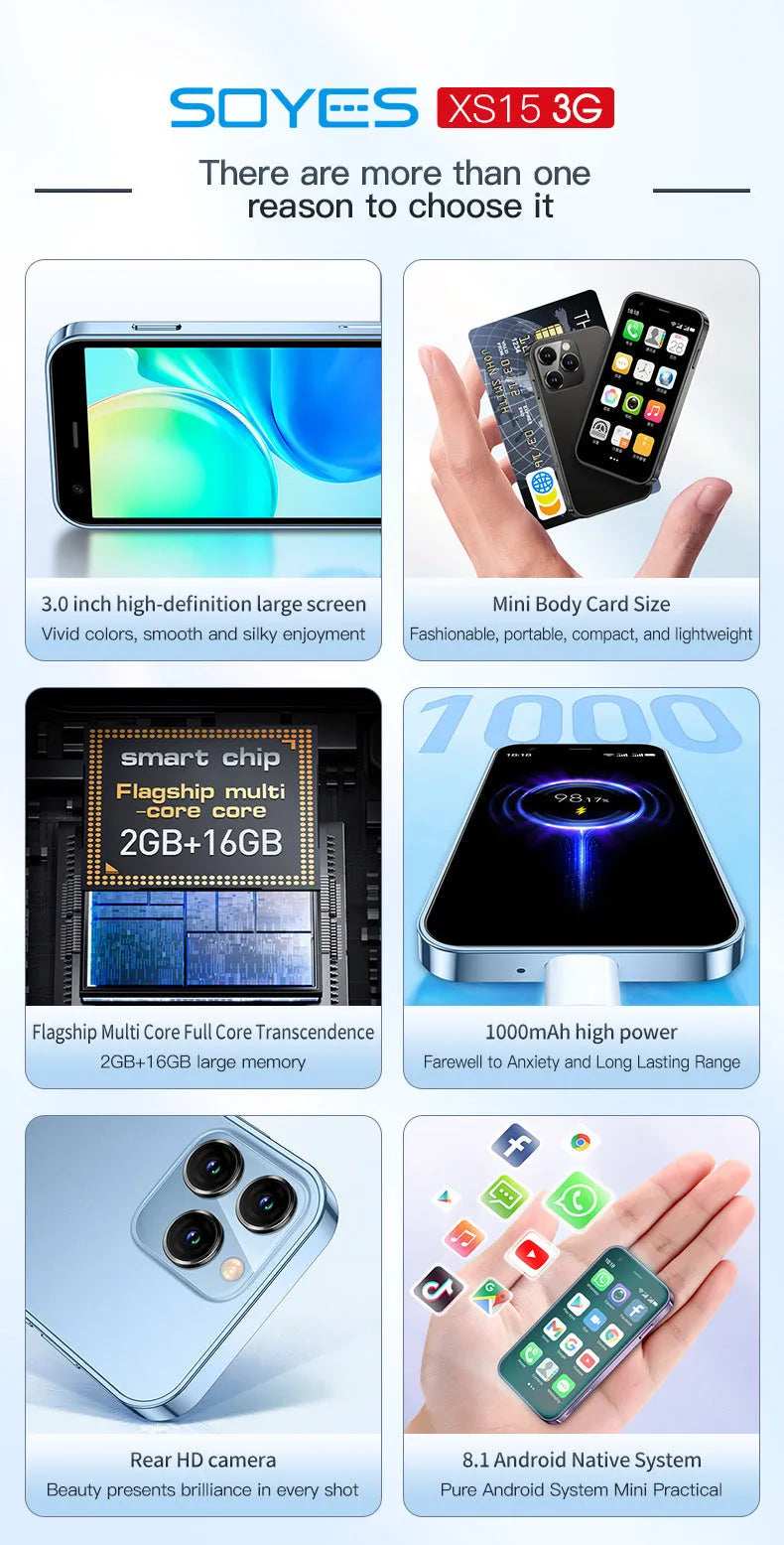 S23PRO XS15 mini Android smartphone in black, green, or pink purple colour.