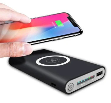Universal mobile power bank with wireless charging and 10000mAh capacity