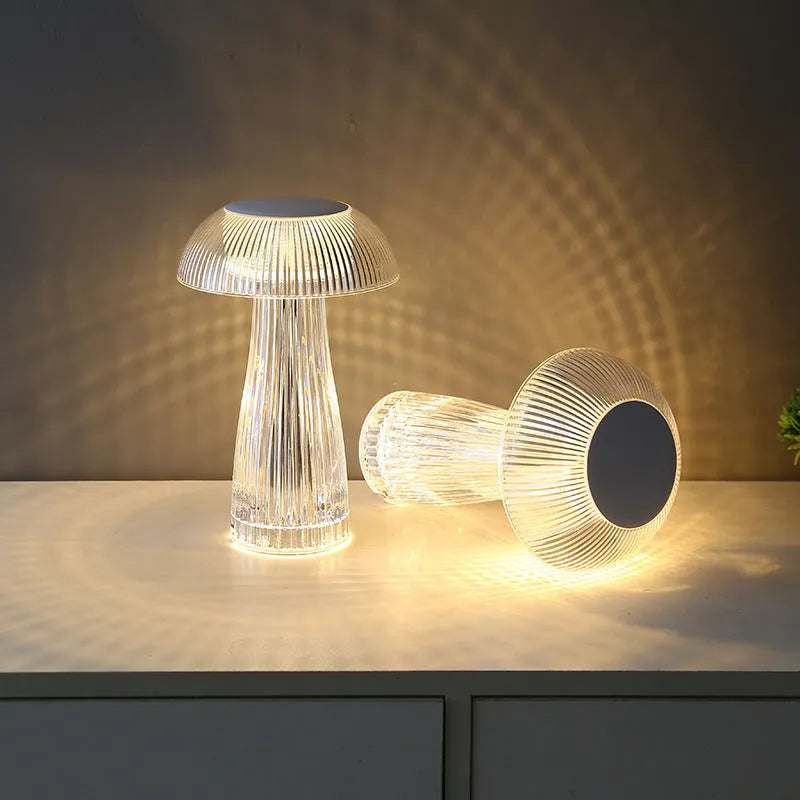 Creative Crystal Lamp Jellyfish Table Lamp for Home Decor, Plug-in Model with Three Colour Changing Modes, Acrylic Lamp Holder and USB Charging Options Available in White Finish