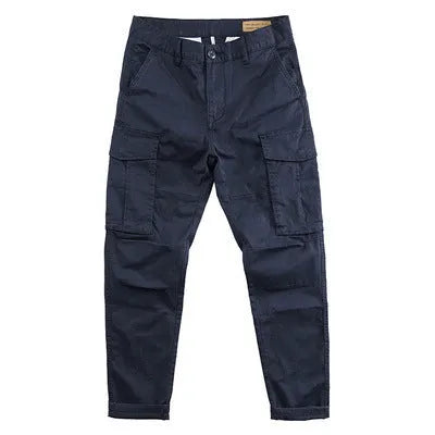 Men's multi-pocket labour protection trousers in solid colour with cropped length design