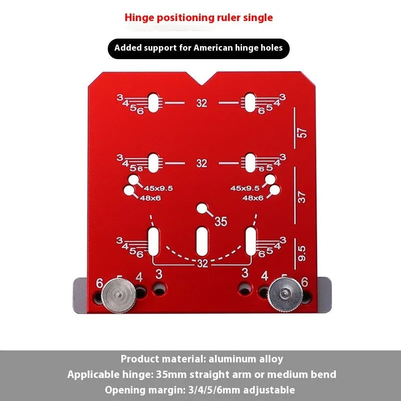 35mm hinge punch locator tool with adjustable margin marks for cabinet installation