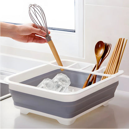 Off-white foldable kitchen dish drainer drying rack for tableware and produce storage