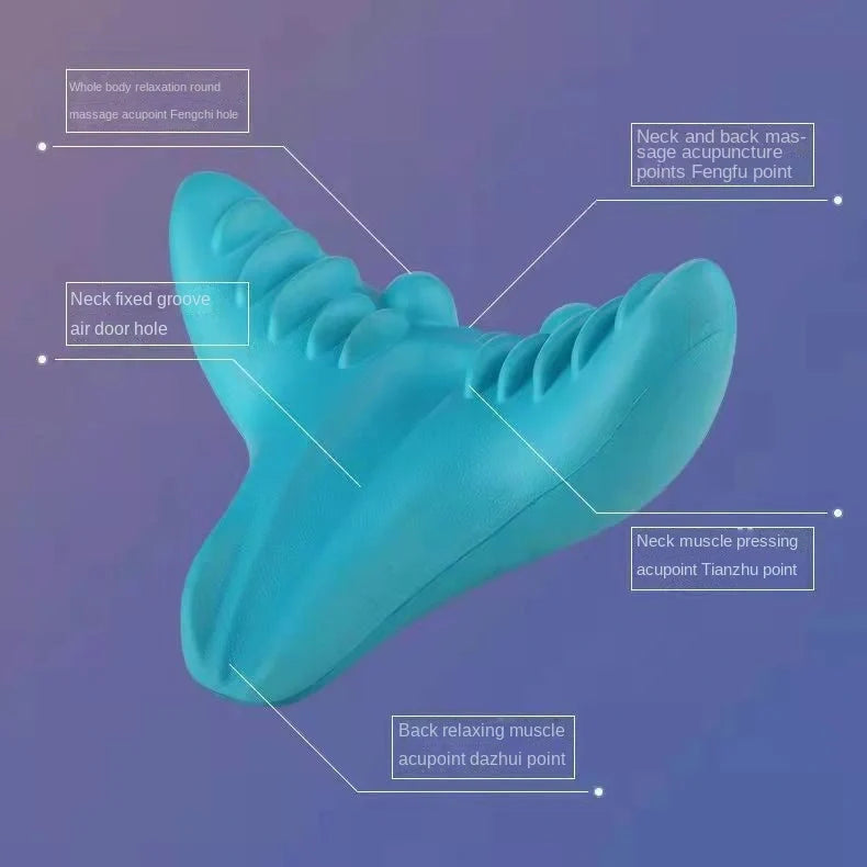 Cervical Spine Massage Pillow in blue, designed for neck pain relief and proper cervical curvature support