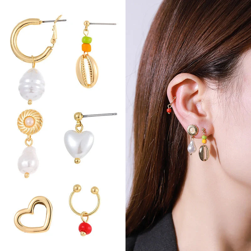 Elegant gold-plated necklace set featuring multi-row imitation pearl design, perfect for formal and casual wear
