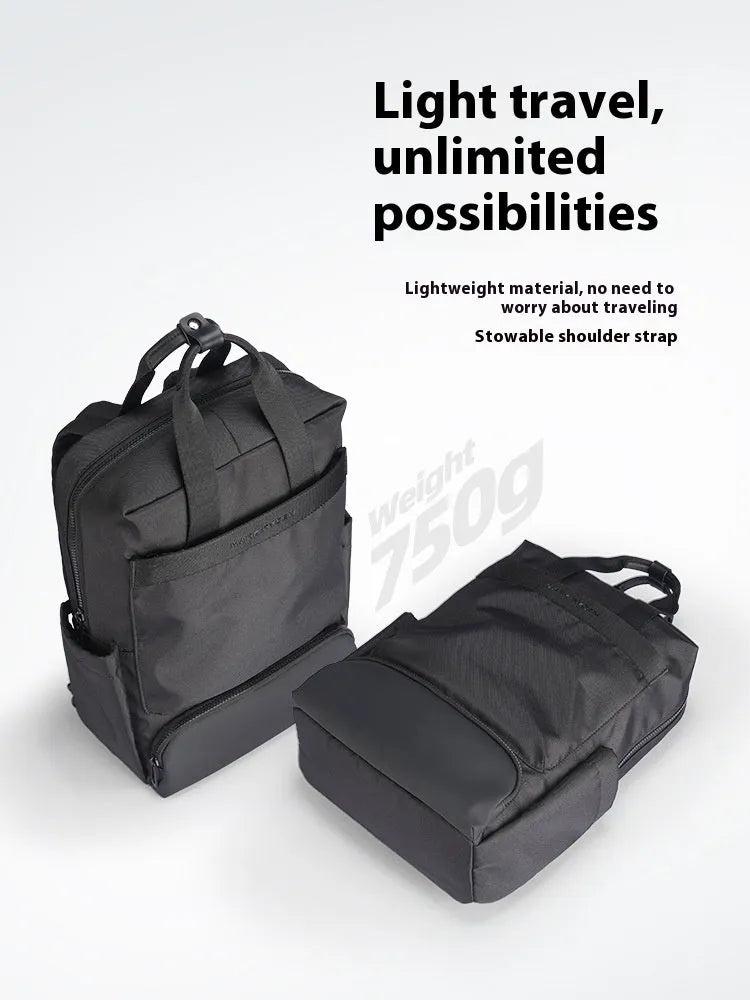 Black Oxford cloth computer backpack with 20-35 litre capacity for laptop storage