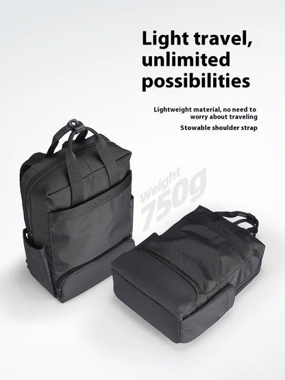 Black Oxford cloth computer backpack with 20-35 litre capacity for laptop storage