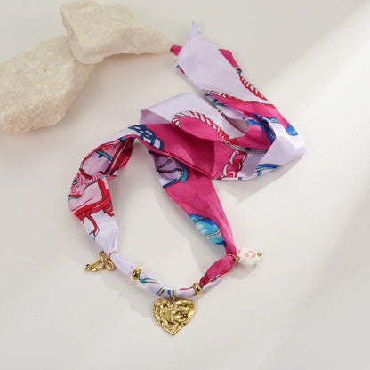Gold plated necklace and bracelet set with colourful scarf pattern geometric pendant on adjustable chain