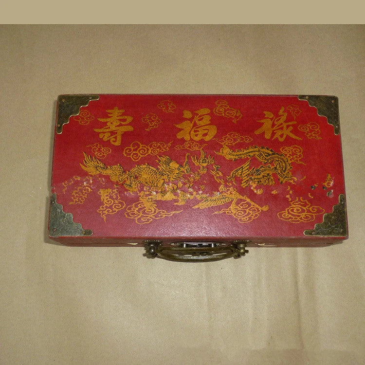 Handcrafted antique terracotta chess set with folding wooden board and polymer resin pieces