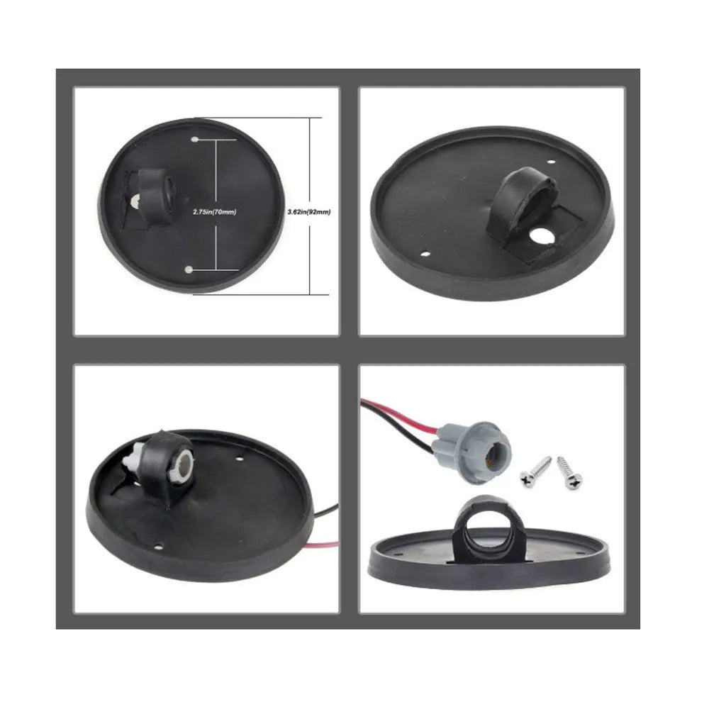 GR-model LED roof cab light kit showing yellow, transparent, and smoked black polycarbonate lenses with bases and bulbs.