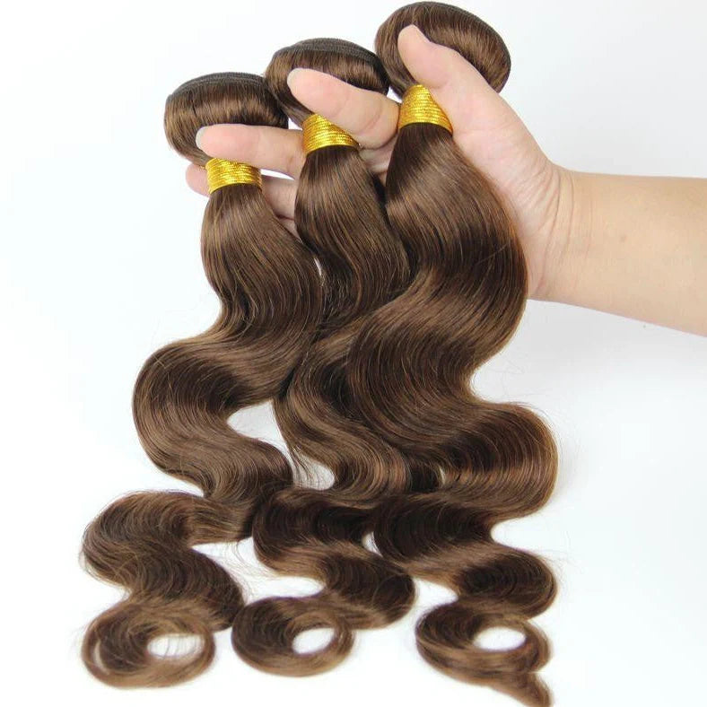 Brown human hair hood wig with natural-looking bangs and length options from 12 to 26 inches