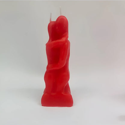 Small red couple hug shaped paraffin wax candle for romantic home decoration