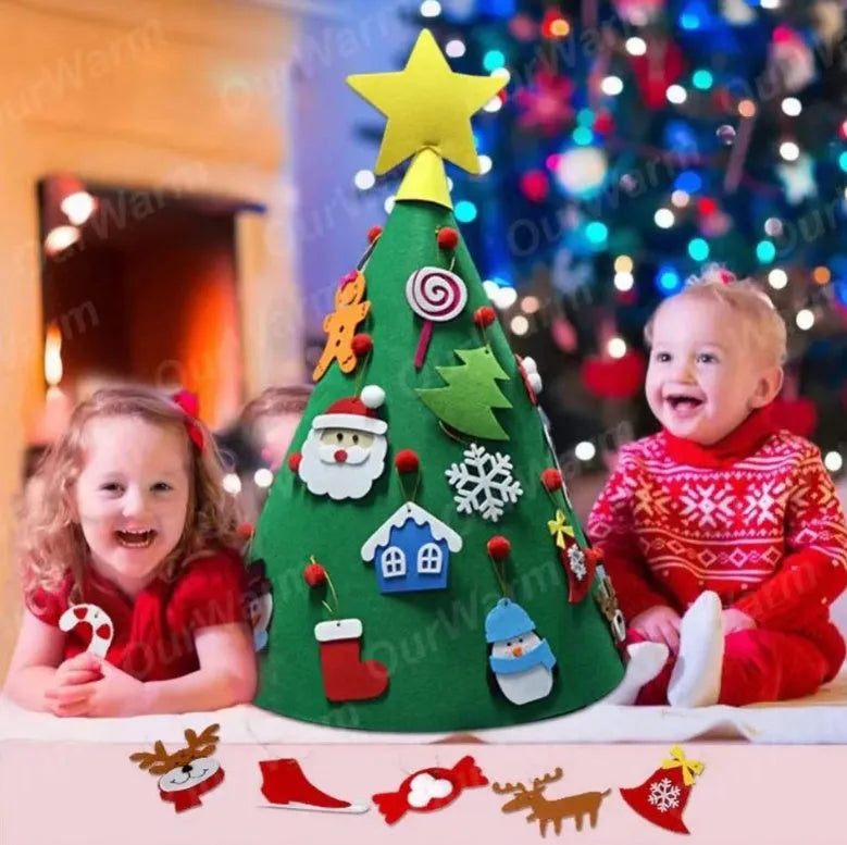 Felt Christmas tree DIY craft ornament measuring 50x60cm with three-dimensional cone design for child assembly