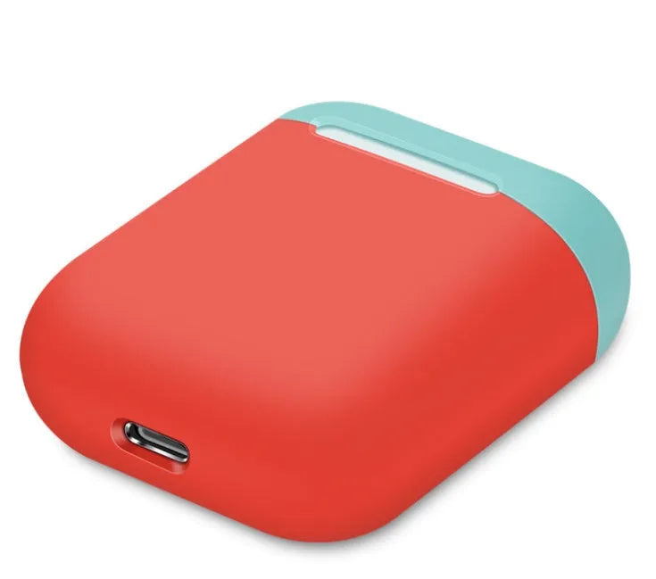 Soft silicone protective case for Apple AirPods charging box in various solid colours.