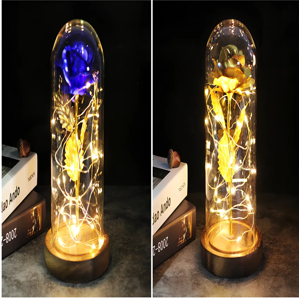 Little Prince Rose Glass Cover with 20cm diameter dome protecting plastic flower arrangement