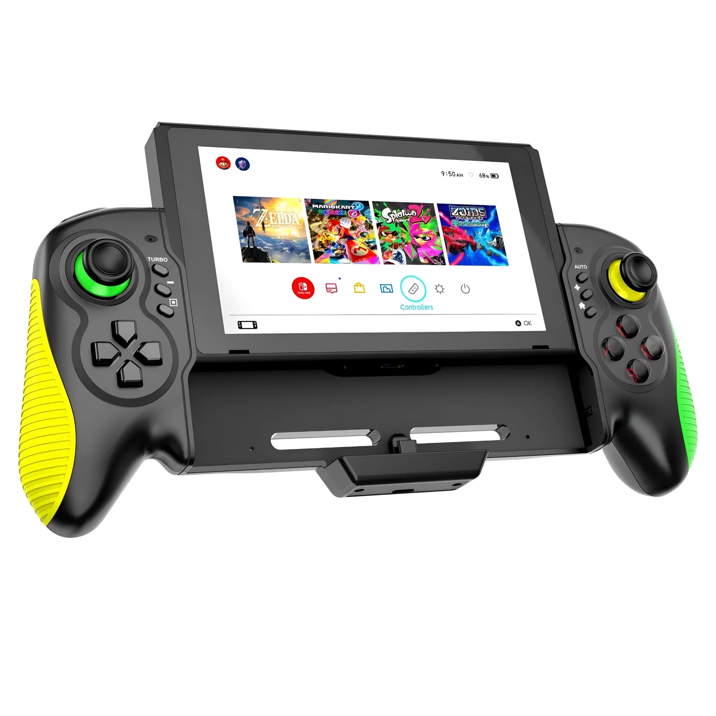 Yellow-green game controller with somatosensory function for Switch and PC gaming