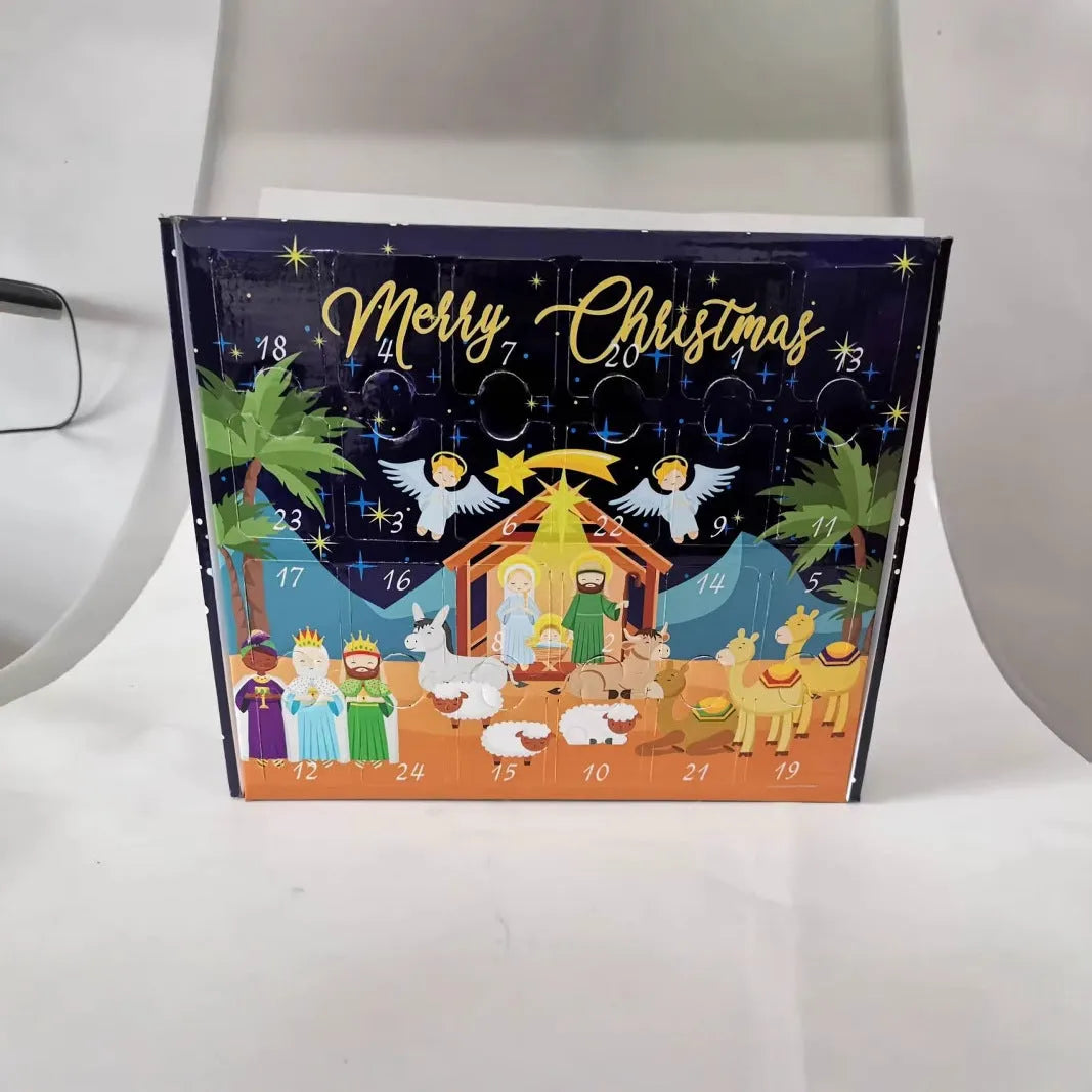 Children's Christmas countdown calendar blind box building block set in a colour box, plastic toy for ages 4-6, ST22 and ST27 options