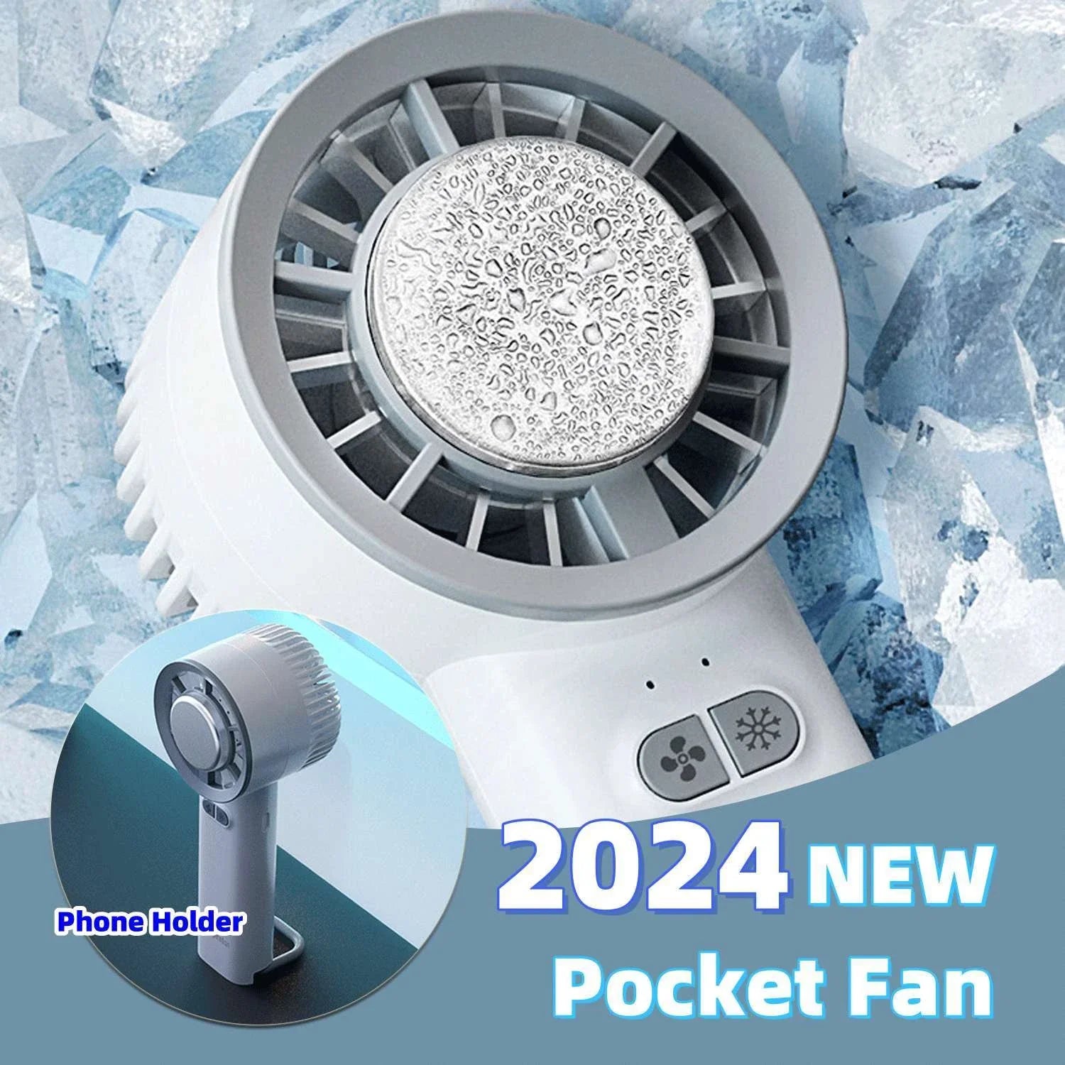 Powerful handheld turbo fan with ice-cooling technology for portable, refreshing airflow anytime