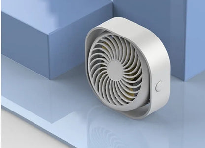 USB charging fan with 360-degree rotation and alarm clock display in modern design