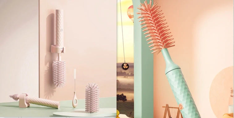 Electric Silicone Bottle Brush with rotating head for cleaning baby bottles and pacifiers