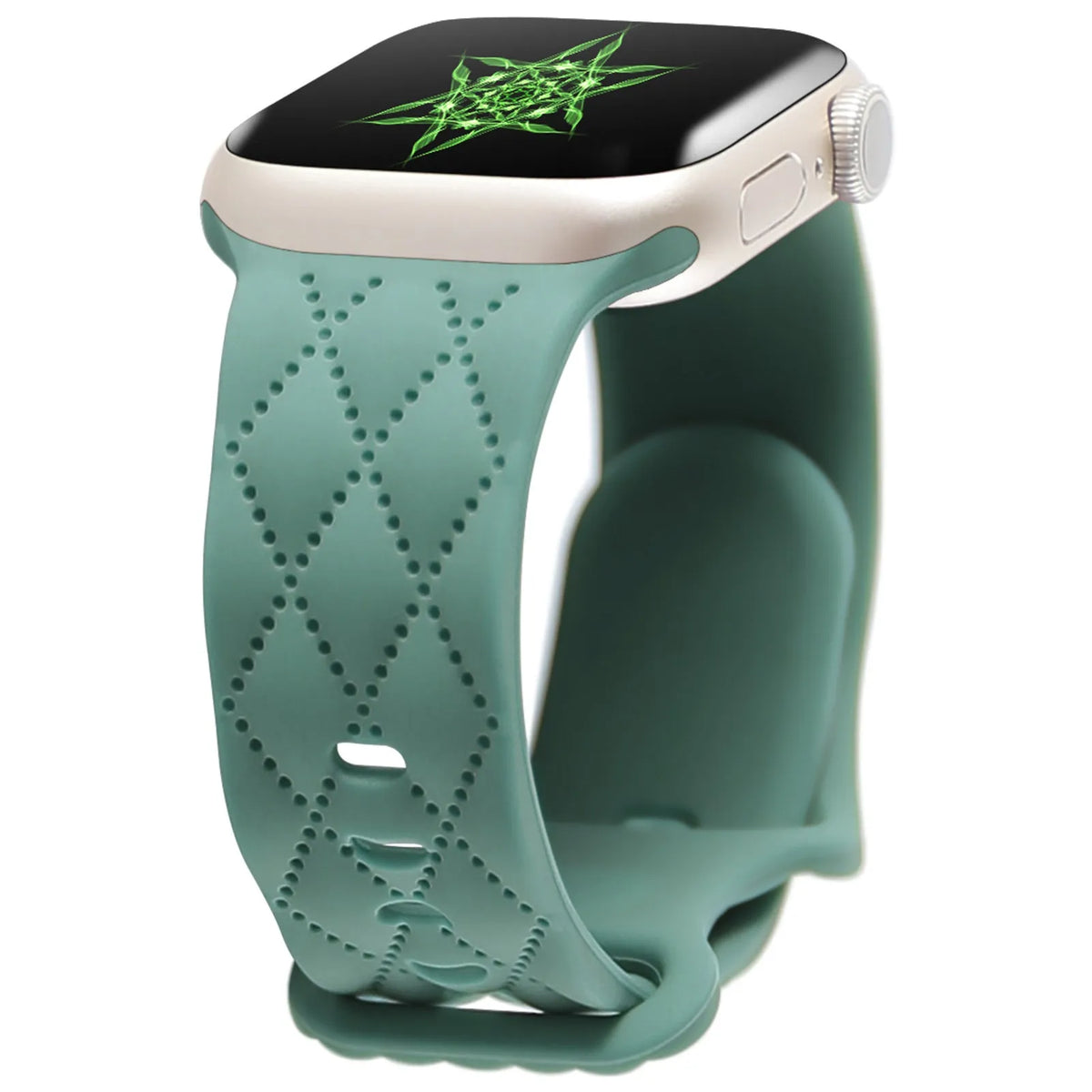 Silicone Apple Watch strap with butterfly buckle, shown in black, 38/40/41mm size