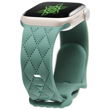 Silicone Apple Watch strap with butterfly buckle, shown in black, 38/40/41mm size