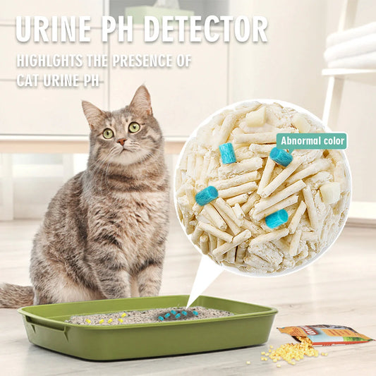 Cat Litter Self Checking Particles 5PC Set in brown and green, showing colour-changing moisture detection