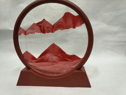 Glass quicksand painting with dynamic sand patterns in New Chinese abstract style, polished surface
