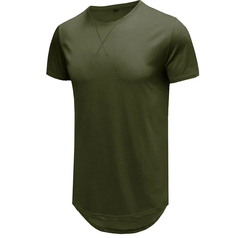 Men's slim fit short-sleeved cotton t-shirt in Army Green colour, showing front view.