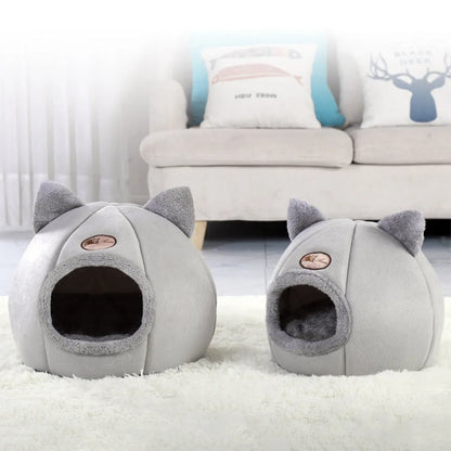 Fully enclosed winter cat nest sofa bed with soft cushion in large size