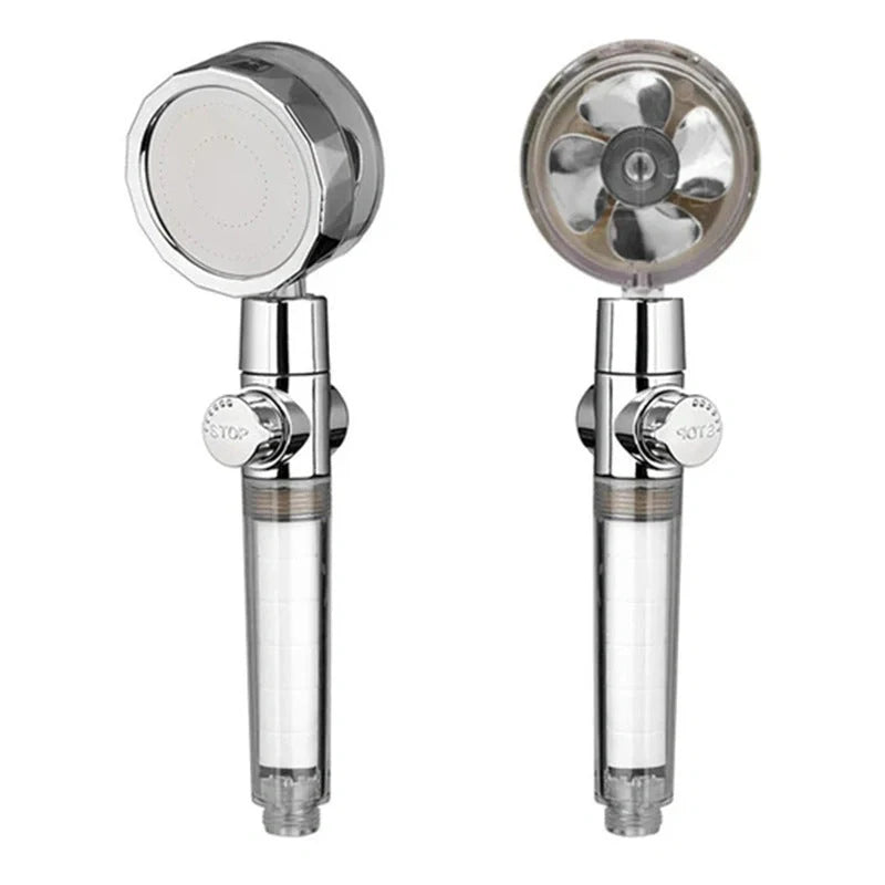 Turbo Propeller Shower Head with 360° fan extension and holder for a luxurious shower experience