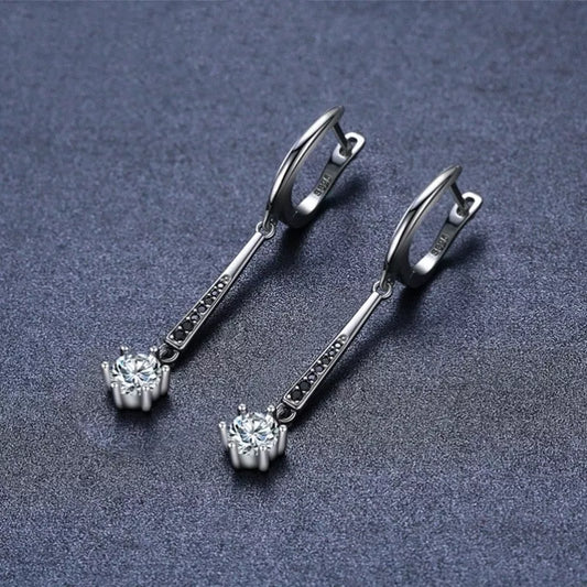 Copper Creative Three-dimensional Long Thin Earrings in Black with linear design elements