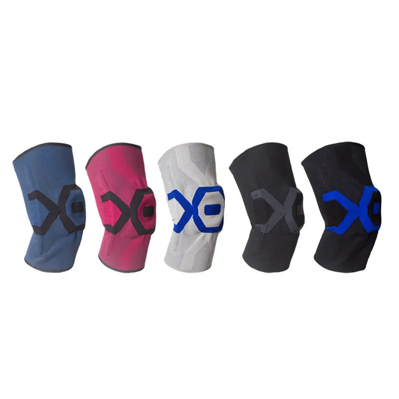 Men's Running Knee Pads - Silicone Protective Gear for Cycling, Fitness and Sports - One Pack S, M, L or XL - Choose Black Gray, Black Blue, Black Red, Blue White or Light Blue