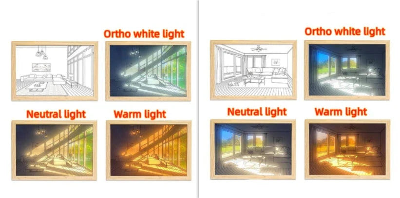 Customizable illuminated picture frame with adjustable LED lighting for home decor