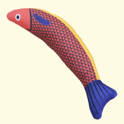 Green catnip-filled saury fish toy measuring 24cm with crinkle sound layer for feline play
