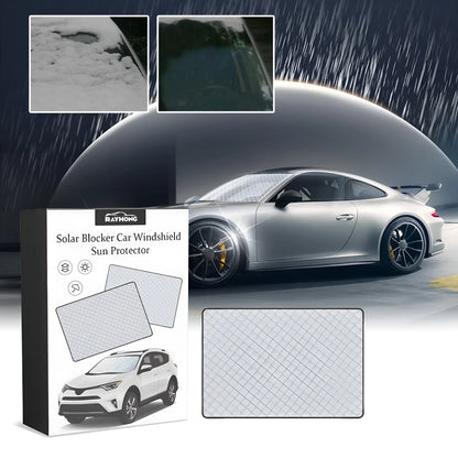 Car windshield aluminium film frost cover showing reflective surface and 140x95cm dimensions