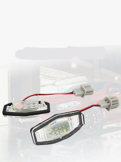 Minimalist white plastic LED licence plate light unit for CIVIC vehicles with cool white illumination
