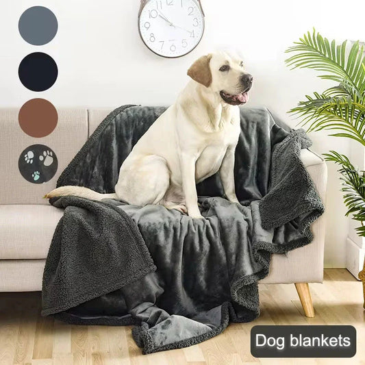 Cozy flannel dog blanket with soft sherpa accents for all-season comfort and warmth