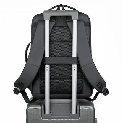 Black large capacity waterproof Oxford backpack with shoulder straps and a top carry handle.