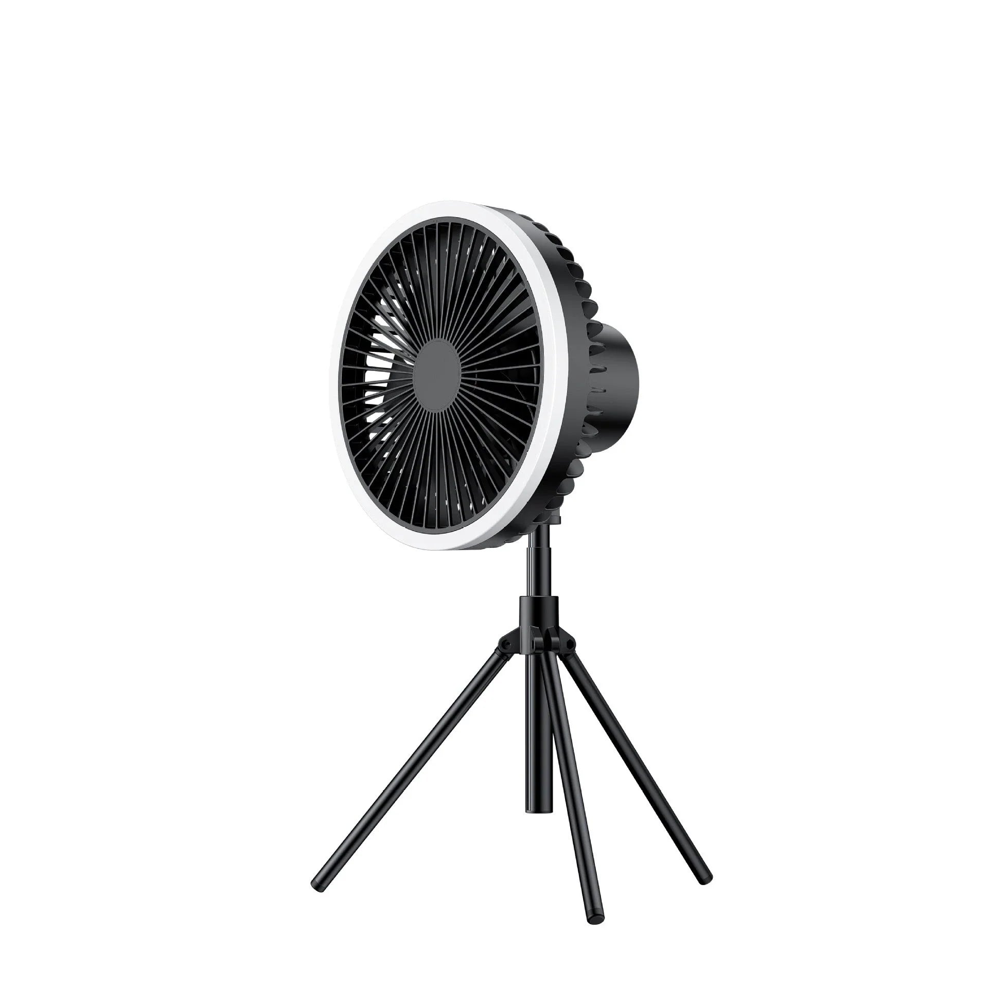 Versatile Portable USB Rechargeable Camping Fan with Adjustable Tripod Stand for Desk, Ceiling, and Hanging Use