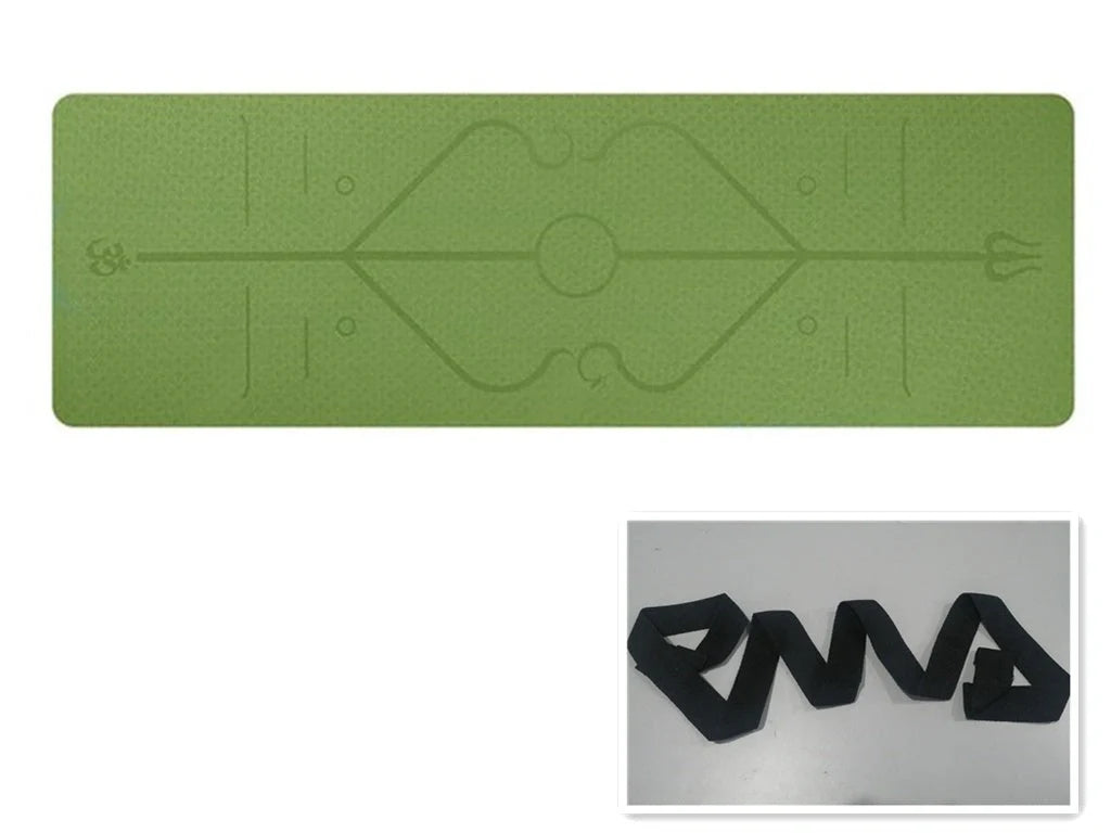 Eco-friendly non-slip TPE yoga mat with position lines for beginners