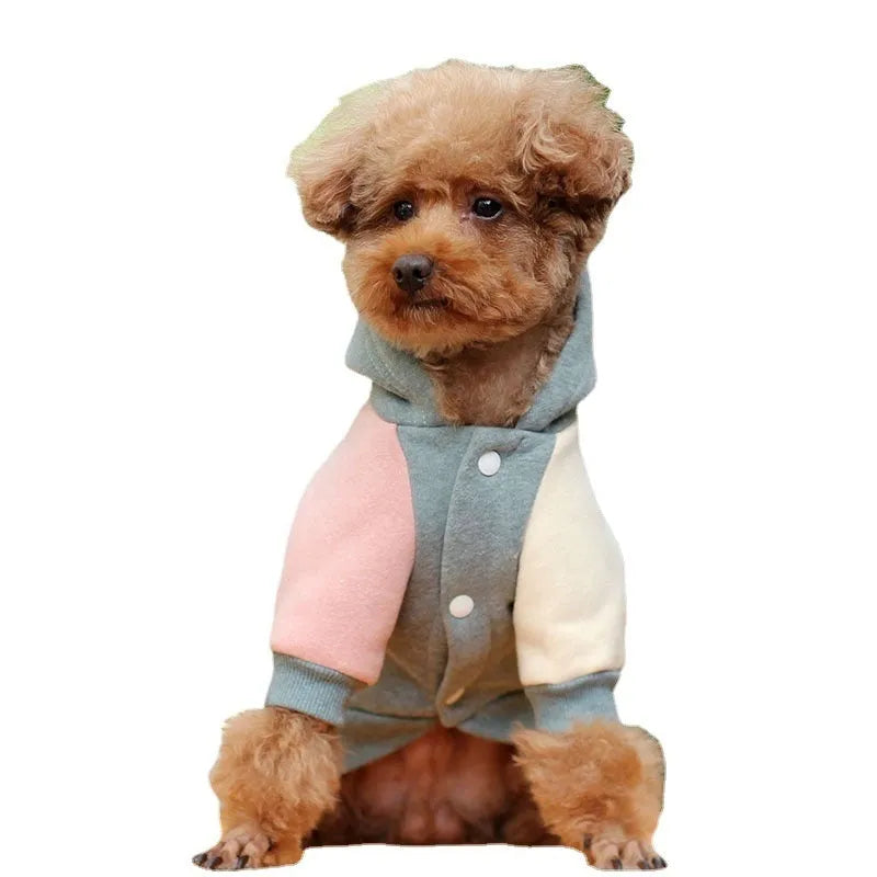 Cotton pet sweatshirt for dogs and cats in brown, green, or pink colours